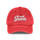 Vintage Embroidered Texas Cap — Distressed Red Baseball Hat Hats Printify One size Red