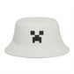 Pixel Creeper Face Bucket Hat | Gamer Minecraft Inspired Hat Hats Printify One size Ecru