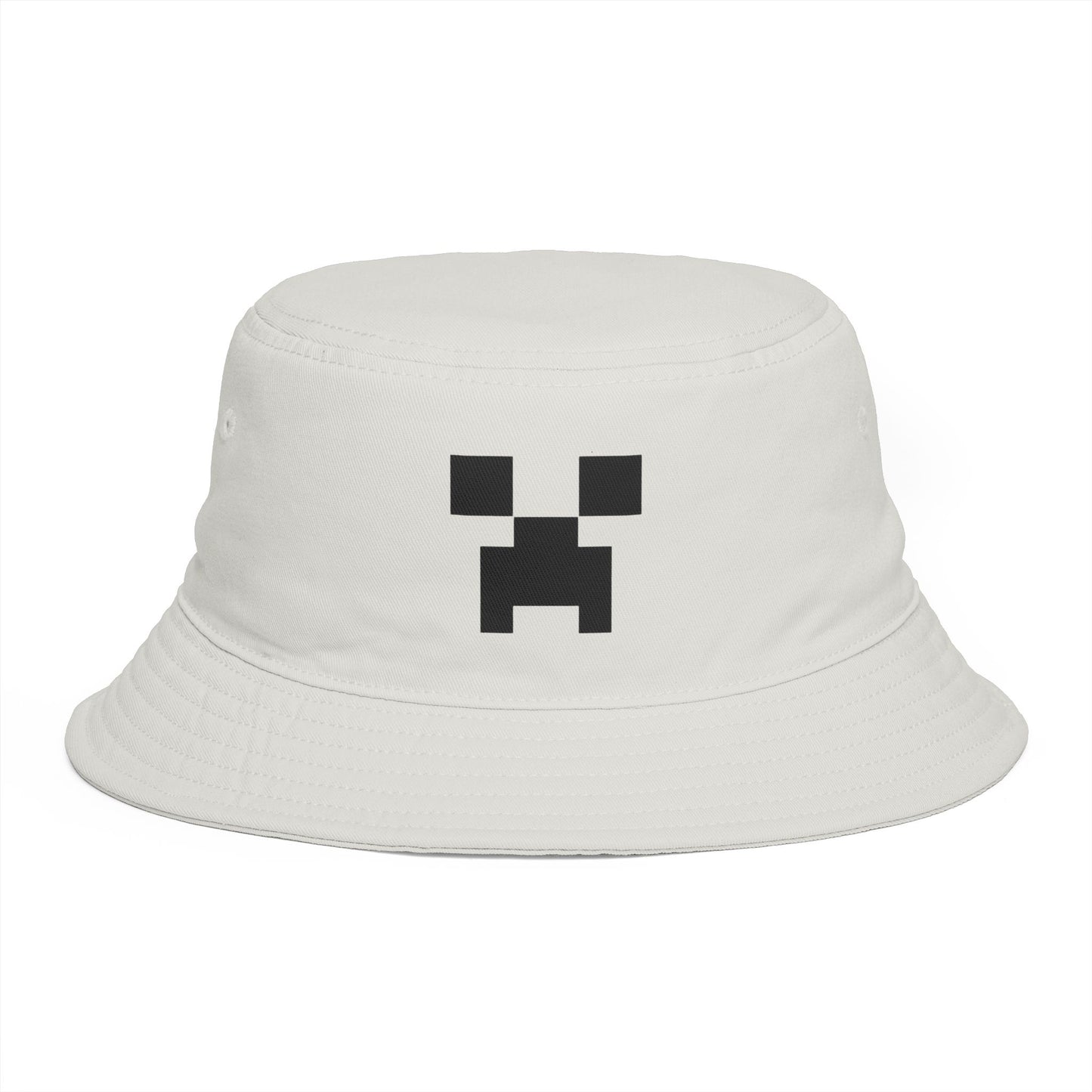 Pixel Creeper Face Bucket Hat | Gamer Minecraft Inspired Hat Hats Printify One size Ecru