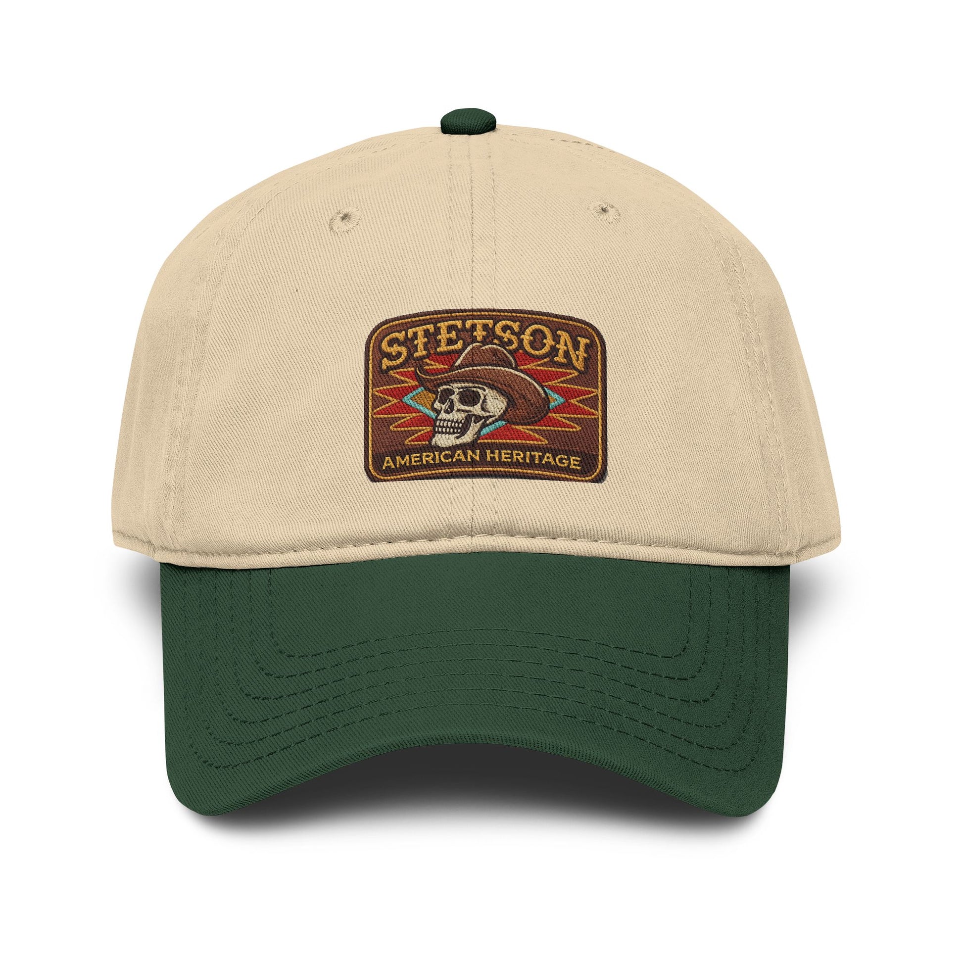 Stetson Skull Patch Baseball Cap — Vintage American Heritage Washed Hat Hats Printify