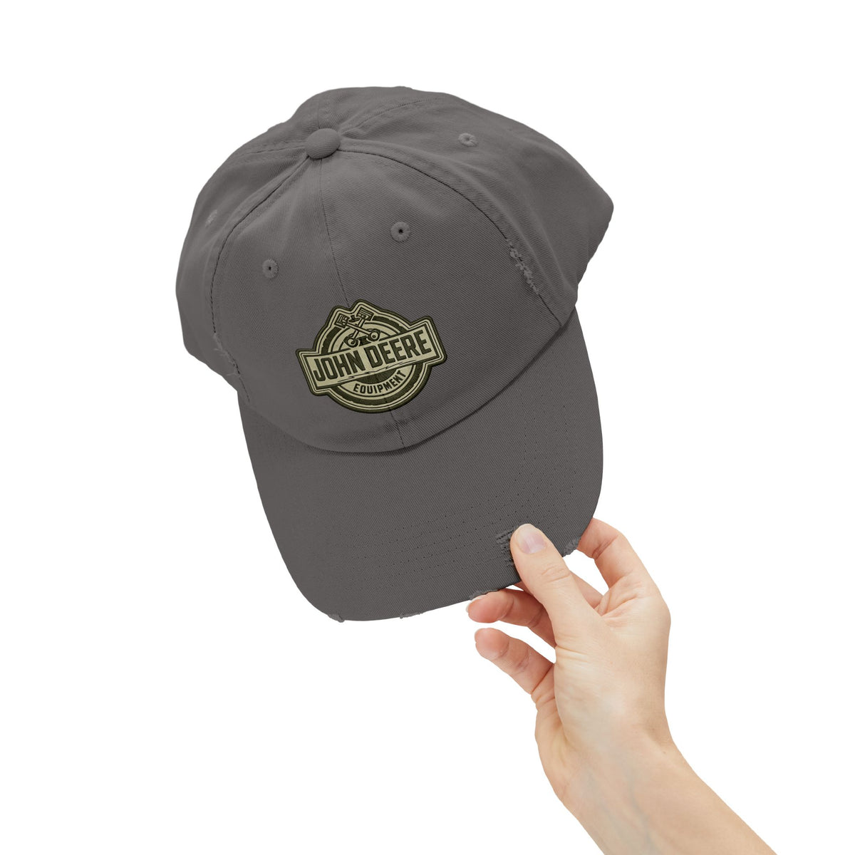 Distressed John Deere Logo Cap — Vintage Farm Equipment Baseball Hat