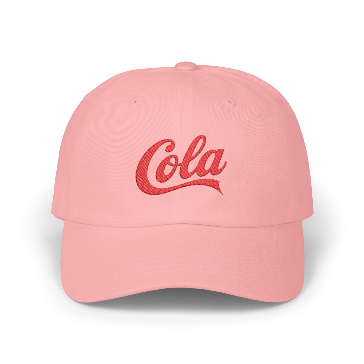 Cola Embroidered Dad Cap – Retro Soda Logo Baseball Hat Hats Printify Pink One size
