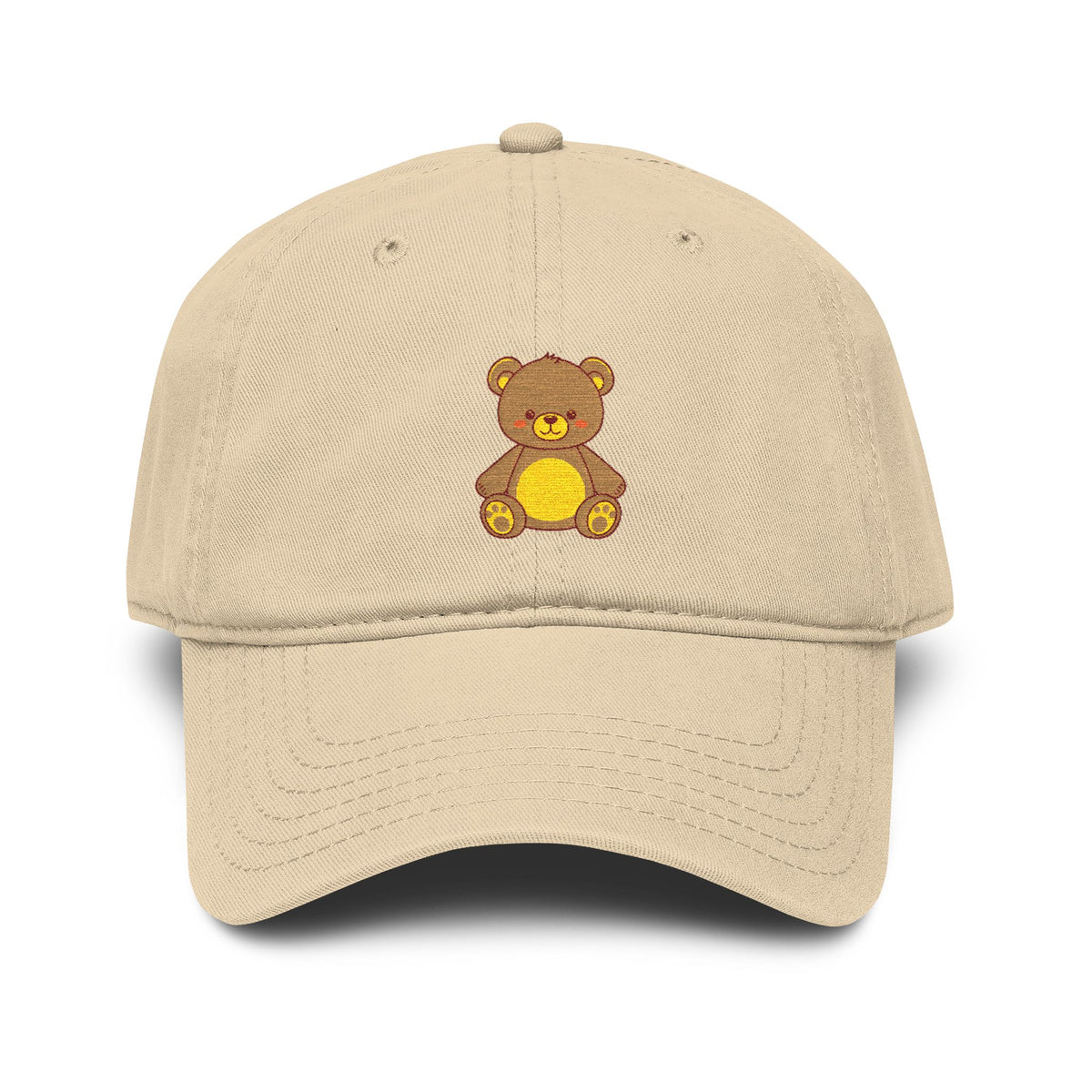 Embroidered Golden Teddy Baseball Cap Hats Printify One size Khaki