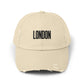 Distressed London Baseball Cap — Vintage Black Embroidered Hat Hats Printify Stone One size