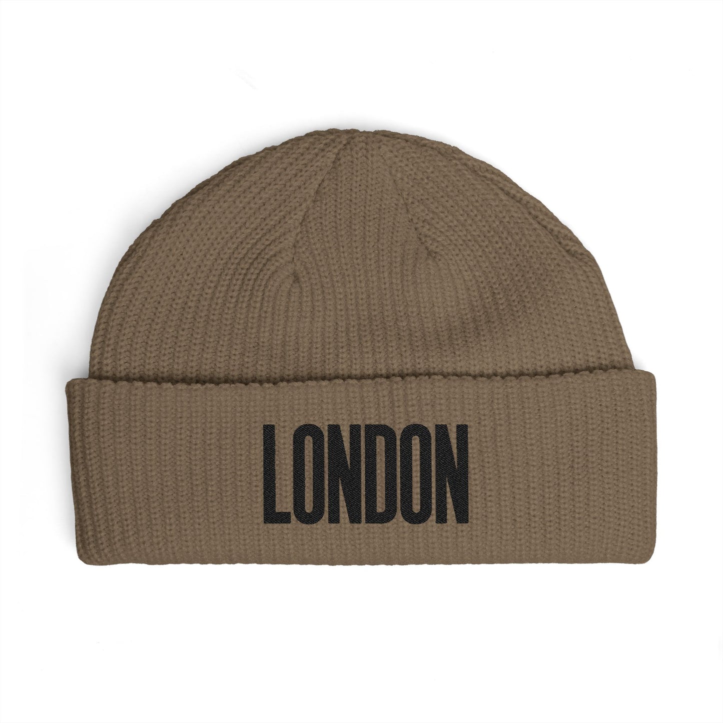 London Cuff Beanie – Embroidered City Knit Hat Hats Printify One size Walnut