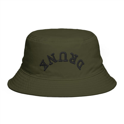 Drunk Arched Brown Bucket Hat – Retro Party & Festival Headwear