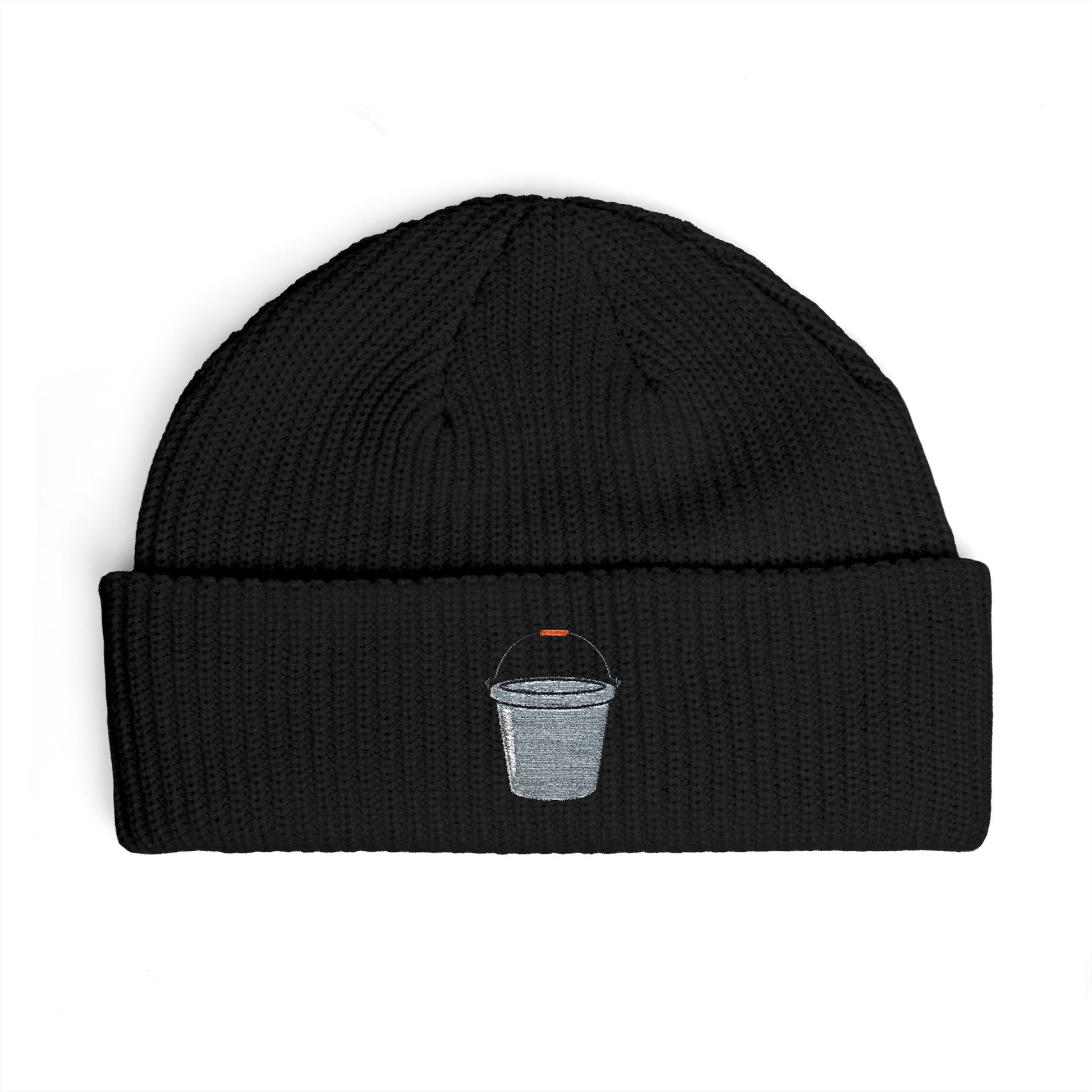 Embroidered Trash Can Cuff Beanie Hats Printify One size Black