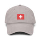 Swiss Cross Washed Baseball Cap - Embroidered Red Flag Logo Hats Printify One size Gray