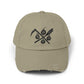 Black Distressed Cap with Vintage Crossed Symbols Hats Printify Light Olive One size