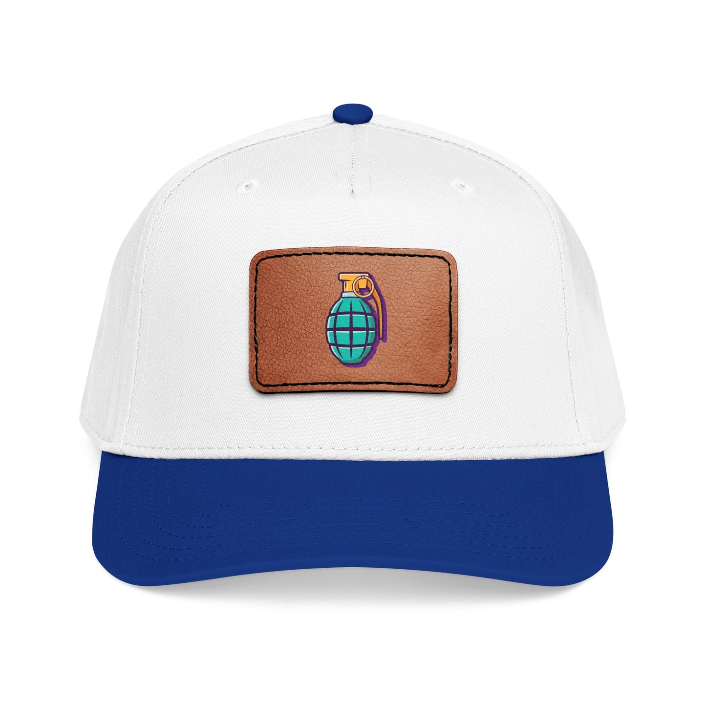 Leather Patch Baseball Cap — Retro Grenade Patch Hat