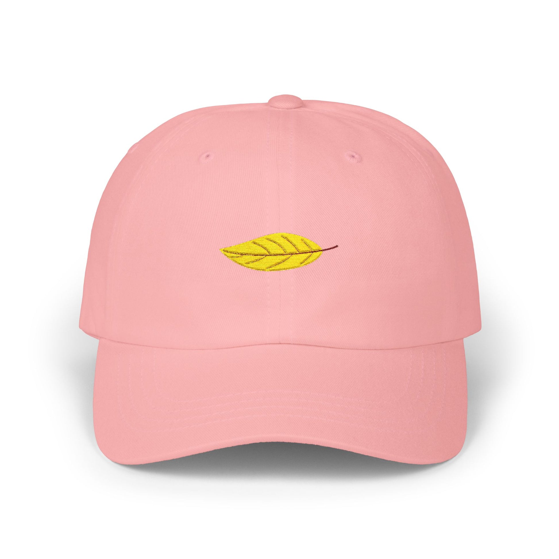 Embroidered Yellow Leaf Dad Cap — Minimal Nature Baseball Hat Hats Printify Pink One size
