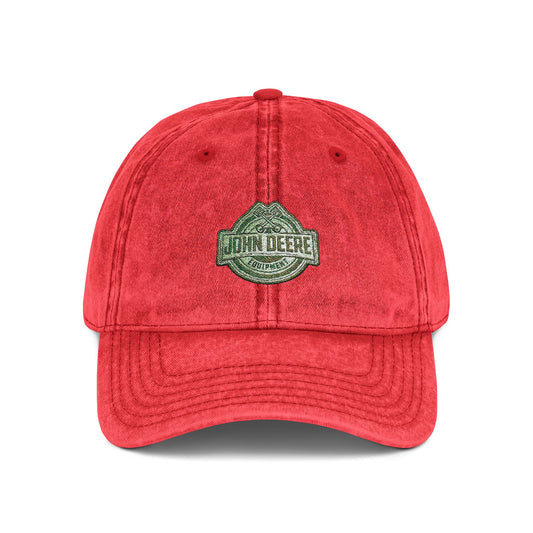 Vintage Embroidered Cap - Retro Green Crest Logo Dad Hat Hats Printify One size Red