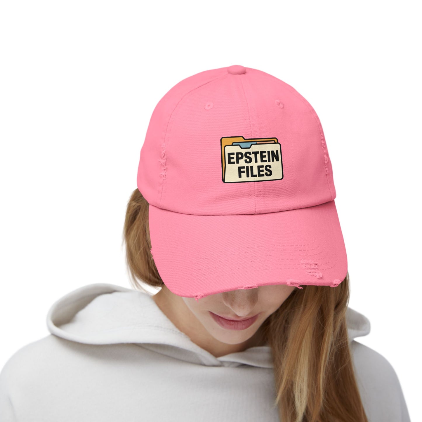 Distressed Cap — "Epstein Files" Vintage Folder Patch Hats Printify