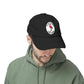 Distressed Surf Cap — "Filthy Flamingo Surf Gang" Embroidered Patch Hat Hats Printify