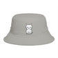 Brown Bucket Hat with Cute White Cat Embroidery — Casual Cat Lover Accessory Hats Printify One size Storm