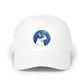 Dad Cap – White Embroidered Dog in Snow Patch Hat Hats Printify White One size