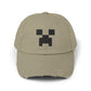 Pixel Monster Face Cap | Distressed Baseball Hat Hats Printify Light Olive One size