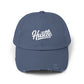 Hustle Distressed Cap Hats Printify Scotland Blue One size