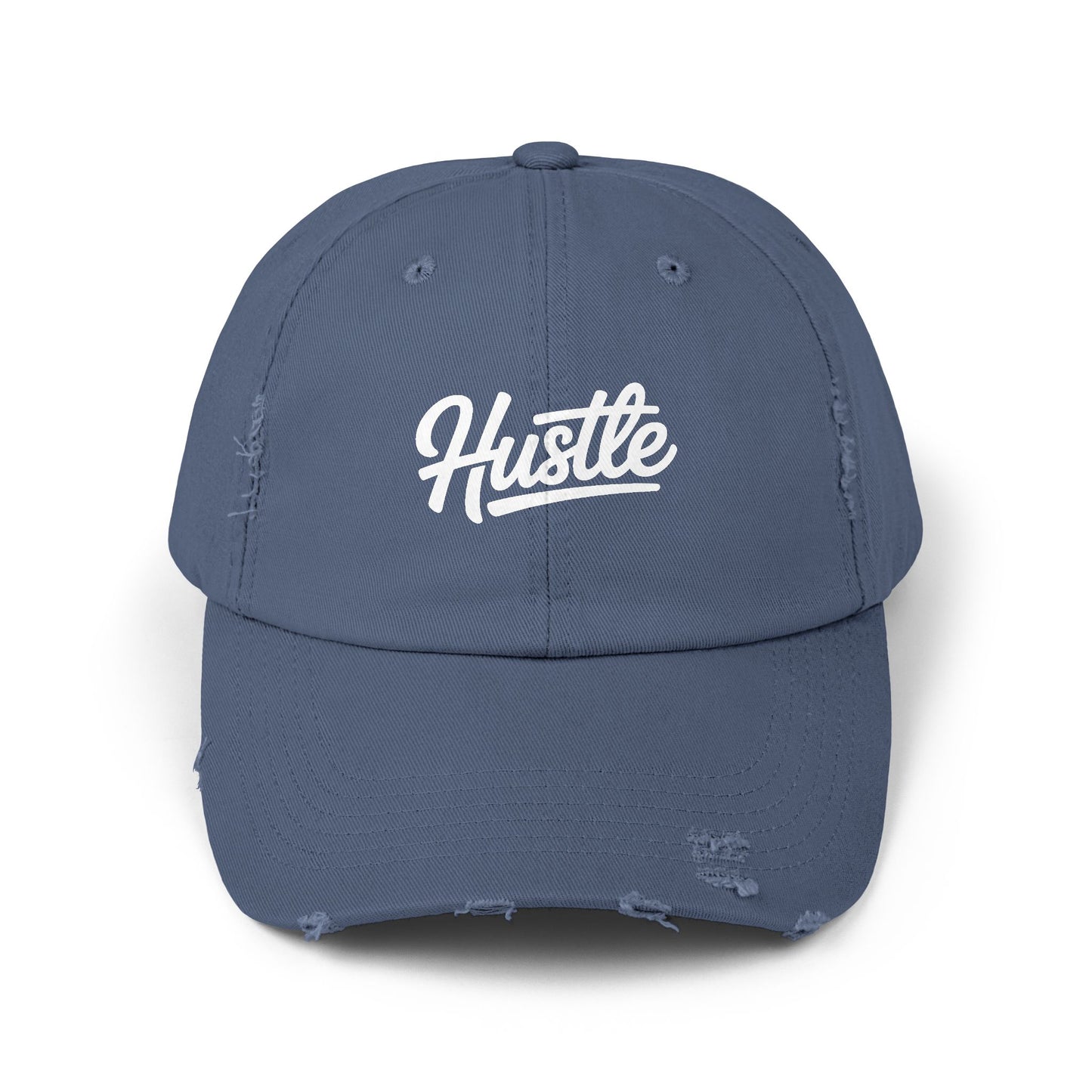 Hustle Distressed Cap Hats Printify Scotland Blue One size
