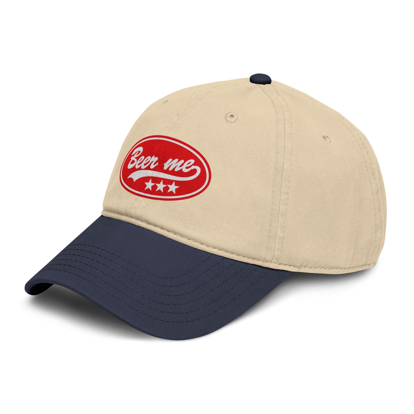 Beer Me Baseball Cap — Vintage Washed Hat with Red Patch