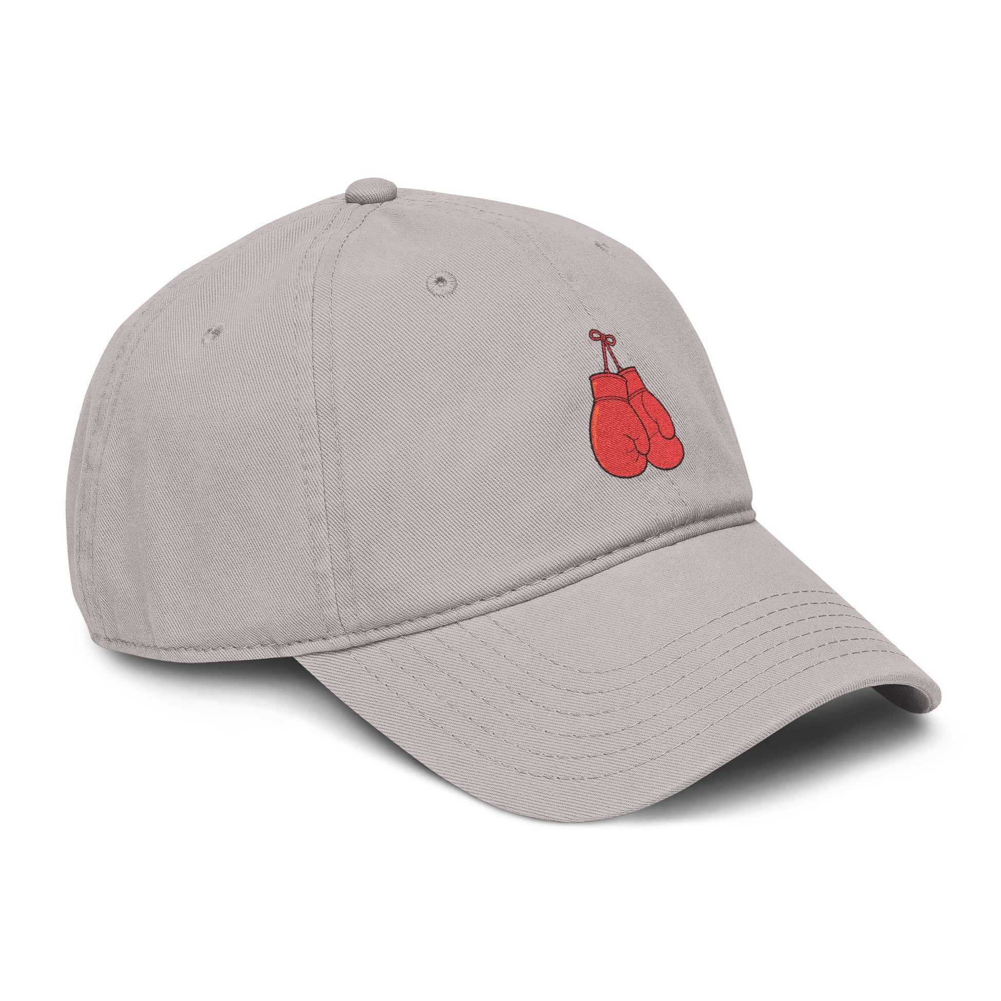 Washed Baseball Cap with Embroidered Red Boxing Gloves — Vintage Sport Dad Hat Hats Printify