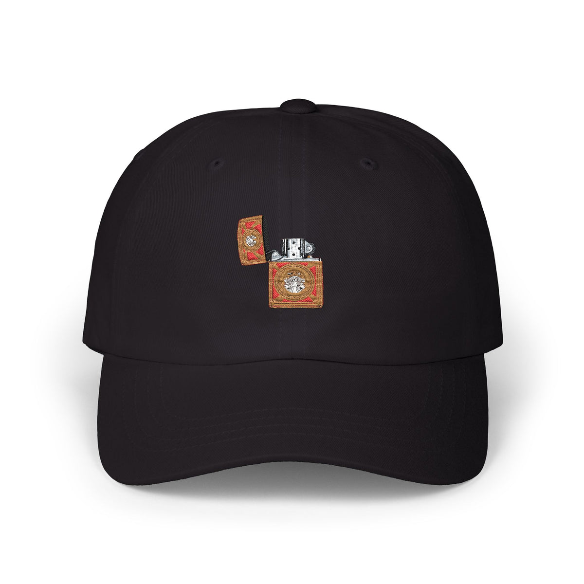 Dad Cap - Floral Lighter Patch Embroidered Baseball Hat Hats Printify Black One size