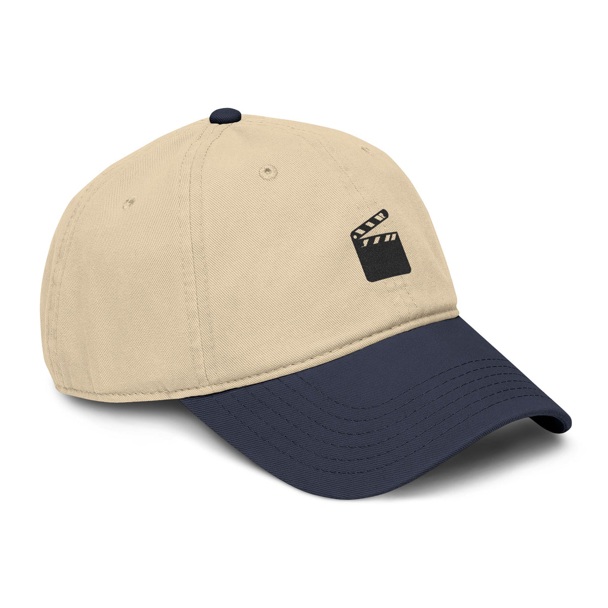 Washed Baseball Cap with Film Clapper Embroidery – Vintage Crew Hat for Filmmakers & Movie Fans Hats Printify