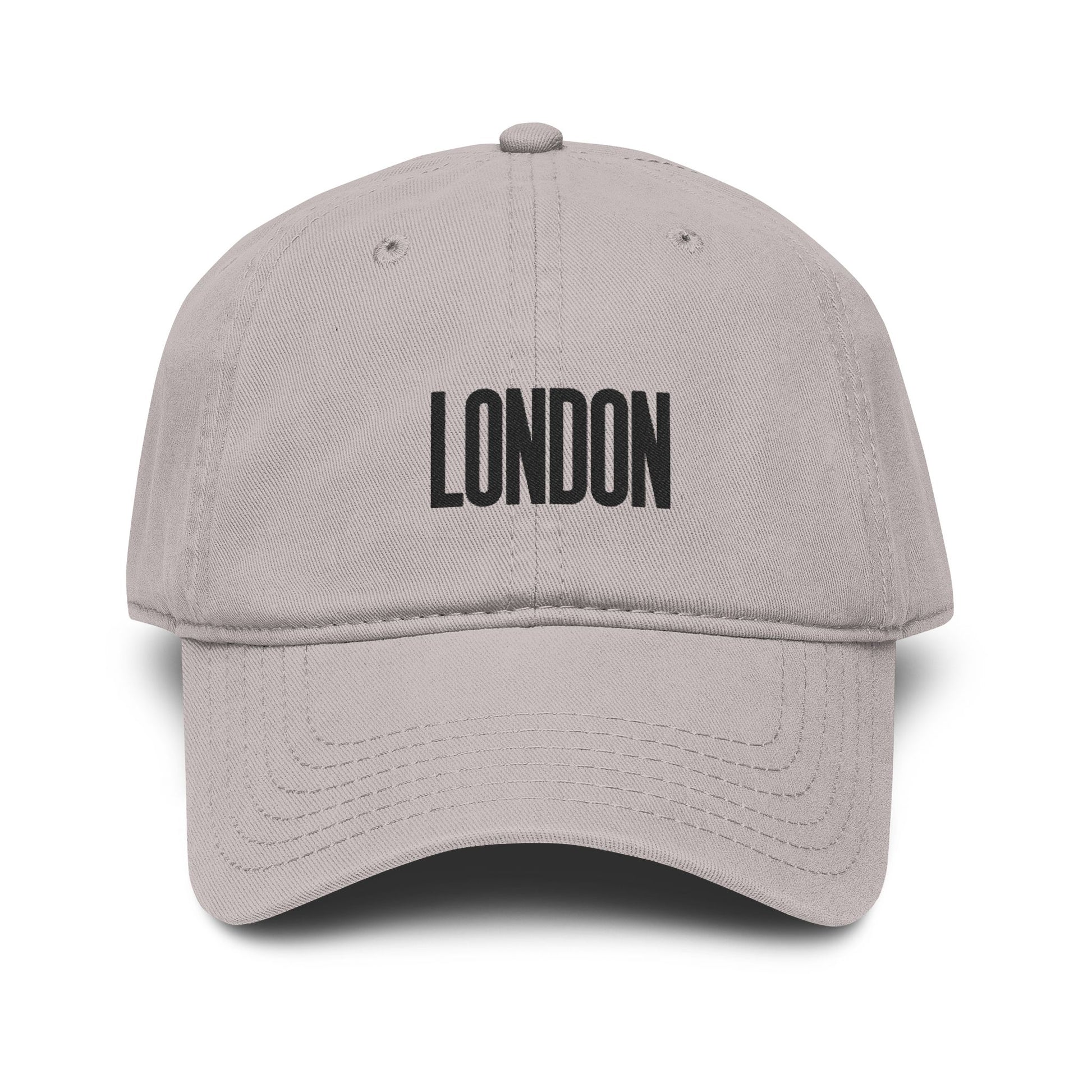 London Embroidered Washed Baseball Cap Hats Printify One size Gray