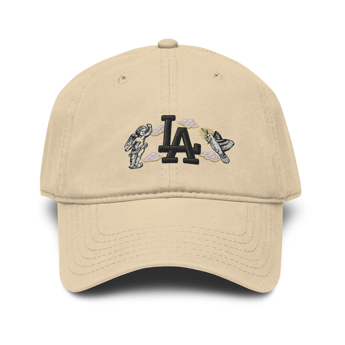 Washed Baseball Cap with LA Embroidered Astronauts Hats Printify One size Khaki
