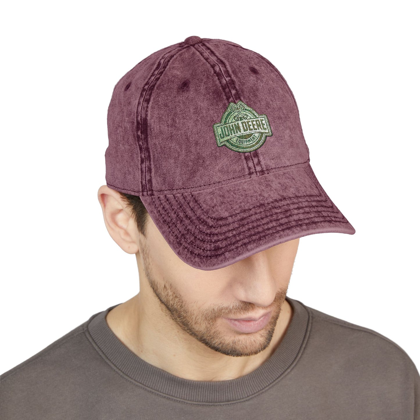 Vintage Embroidered Cap - Retro Green Crest Logo Dad Hat