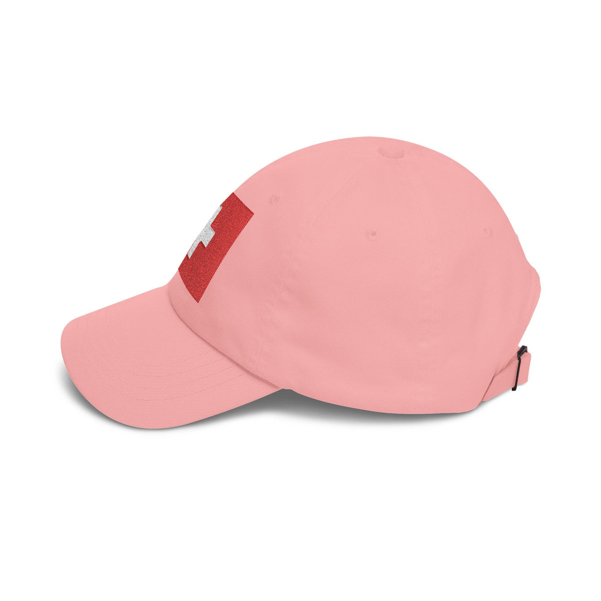 Dad Cap with Swiss Flag Embroidered Patch — Classic White Adjustable Hat