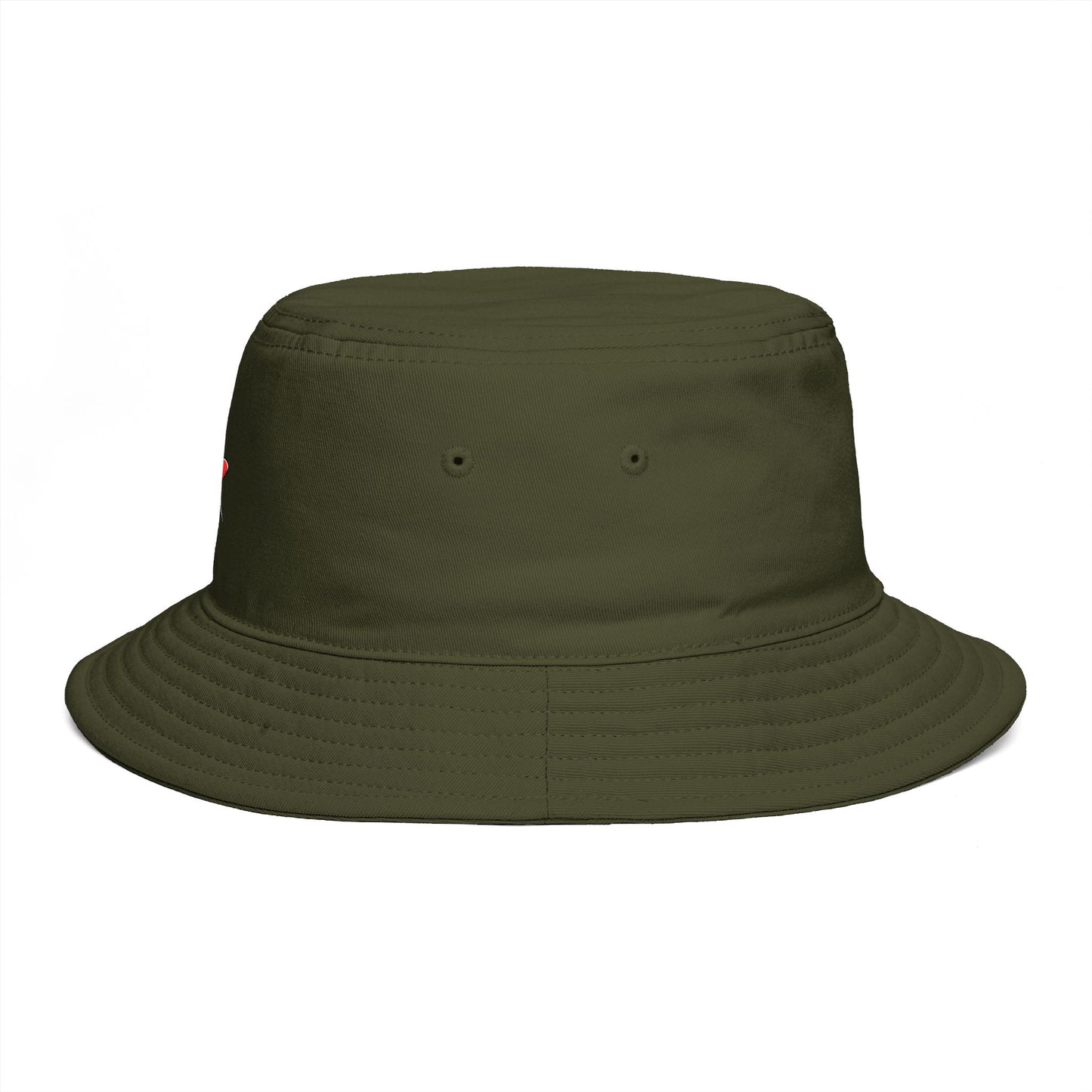 Red Pushpin Embroidered Bucket Hat - Minimal Casual Sun Hat