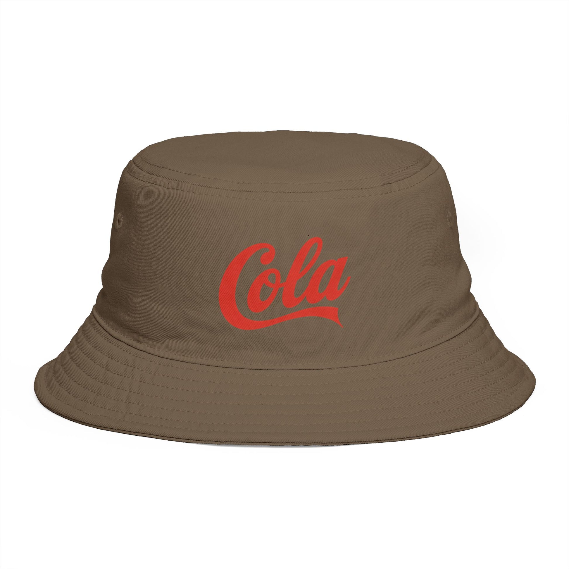 Cola Logo Brown Bucket Hat – Retro Soda-Inspired Summer Hat Hats Printify