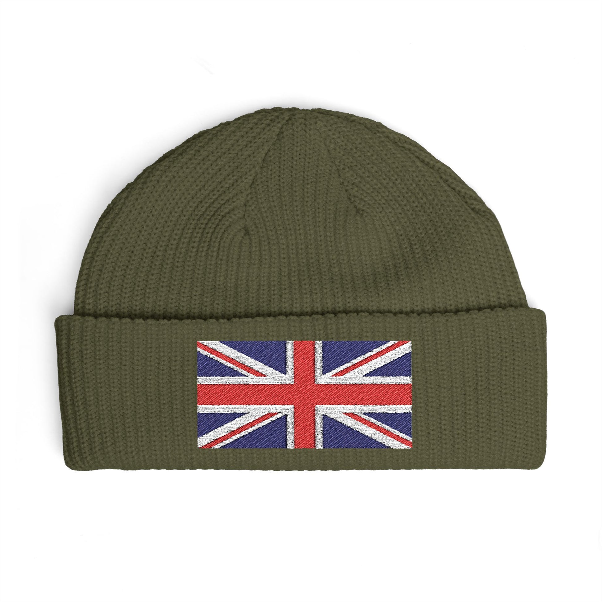 Cuff Beanie — Embroidered Union Jack Knit Hat Hats Printify One size Army