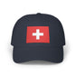 Dad Cap with Swiss Flag Embroidered Patch — Classic White Adjustable Hat Hats Printify Navy One size