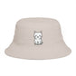 Brown Bucket Hat with Cute White Cat Embroidery — Casual Cat Lover Accessory Hats Printify One size Bone