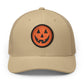 Halloween Pumpkin Jack-O’-Lantern Trucker Cap Hats Printify Circle One size Khaki / White patch