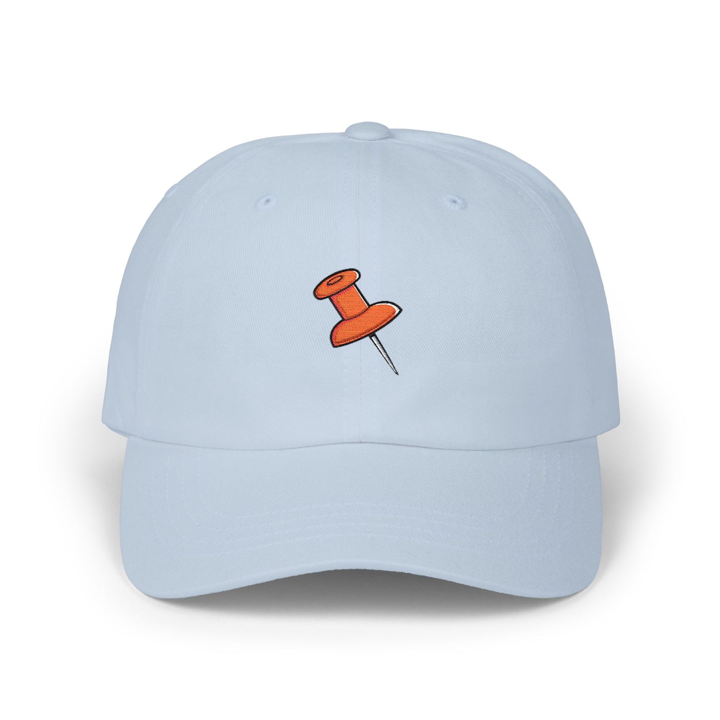 Embroidered Pushpin Dad Cap – Minimal Retro Office Hat Hats Printify Light Blue One size