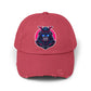 Samurai Skull Distressed Cap — Neon Retro Gamer Hat Hats Printify Dashing Red One size