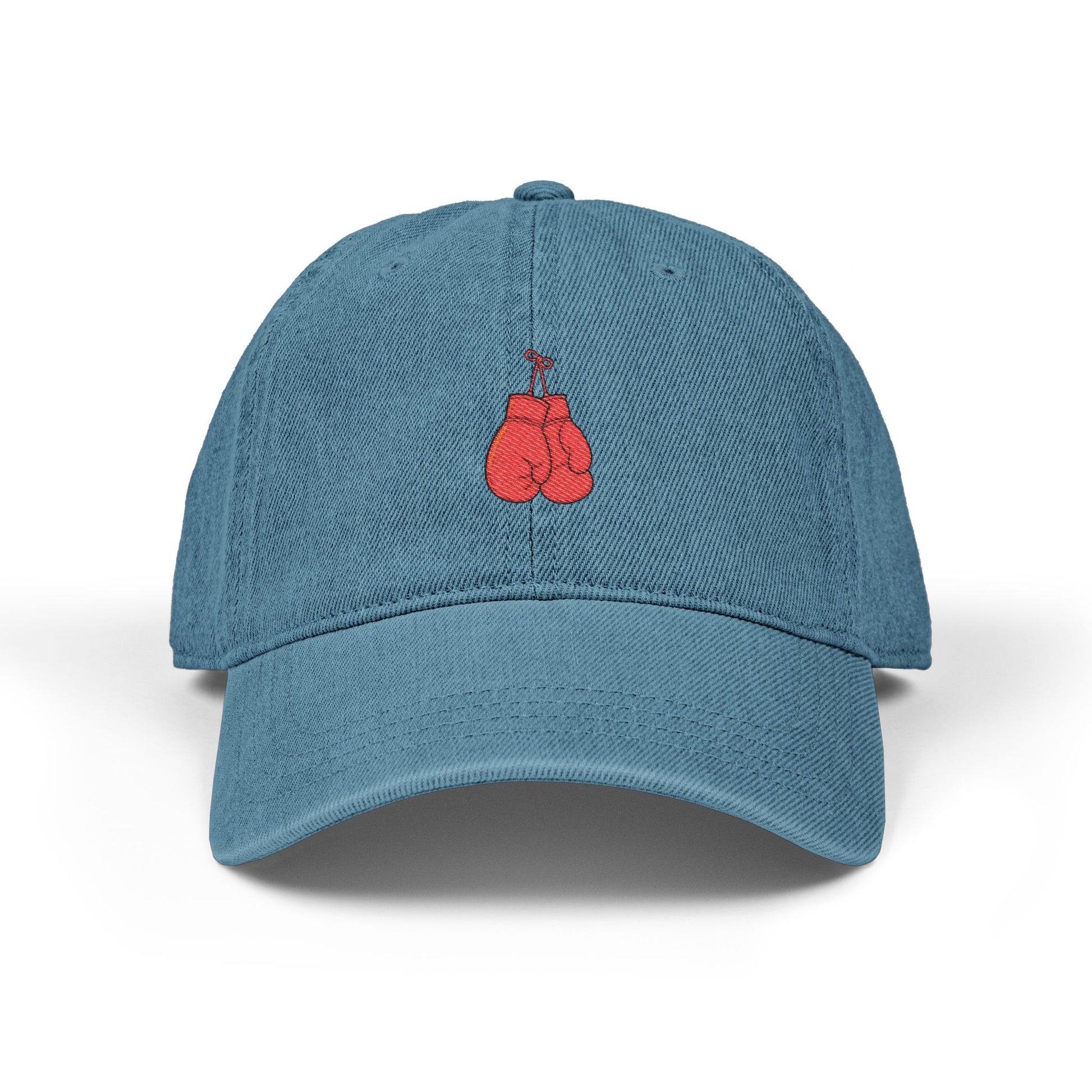Embroidered Boxing Gloves Denim Hat — Vintage Sport Cap Hats Printify One size Blue