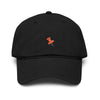 Washed Baseball Cap with Tiny Orange Pushpin Embroidery — Casual Everyday Hat Hats Printify One size Black