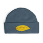 Embroidered Golden Leaf Cuff Beanie Hats Printify One size Petrol Blue