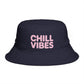 Chill Vibes Bucket Hat — Retro Pink Text Cotton Sun Hat Hats Printify One size Navy