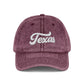 Vintage Embroidered Texas Cap — Distressed Red Baseball Hat Hats Printify One size Maroon