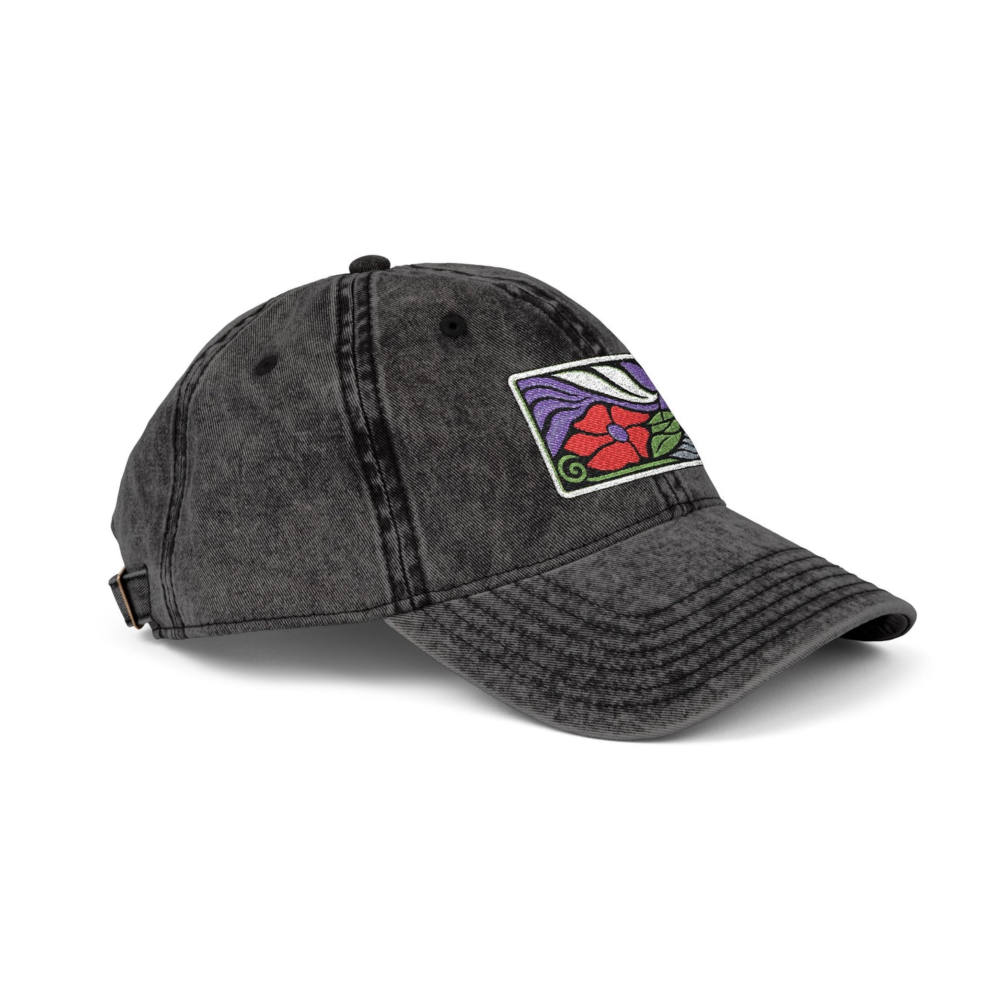 Vintage Embroidered Floral Patch Cap Hats Printify