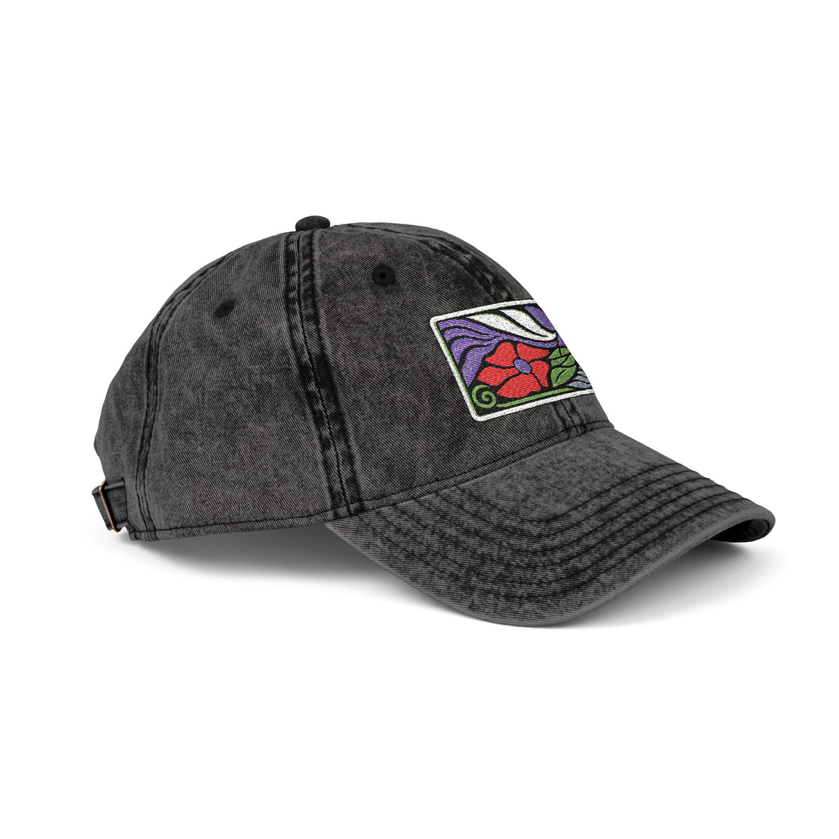 Vintage Embroidered Floral Patch Cap Hats Printify