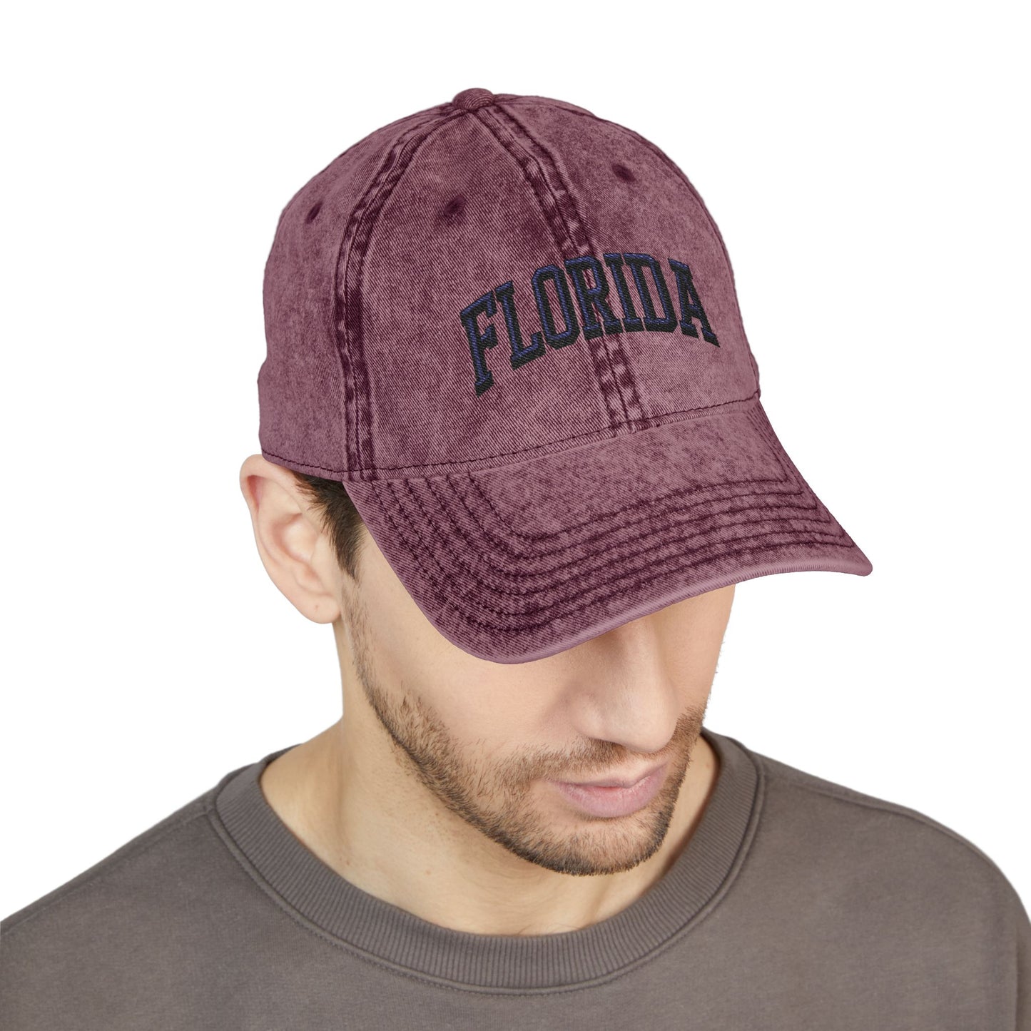 Florida Vintage Embroidered Cap - Washed Red Dad Hat Hats Printify