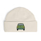 Cuff Beanie — Retro Green Car Embroidered Knit Hat Hats Printify One size Ecru