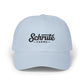 Schrute Farms Dad Cap — Vintage Script Embroidered Baseball Hat Hats Printify Light Blue One size