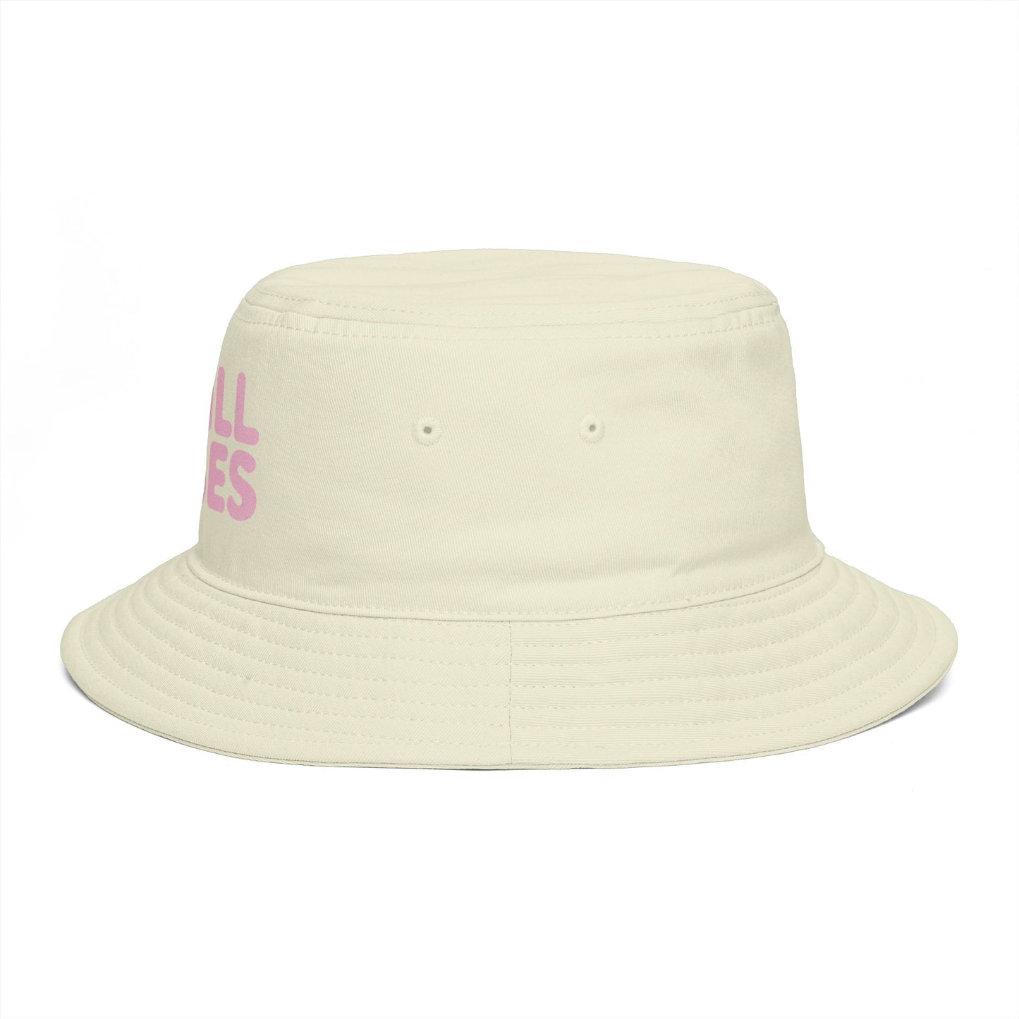Chill Vibes Bucket Hat — Retro Pink Text Cotton Sun Hat